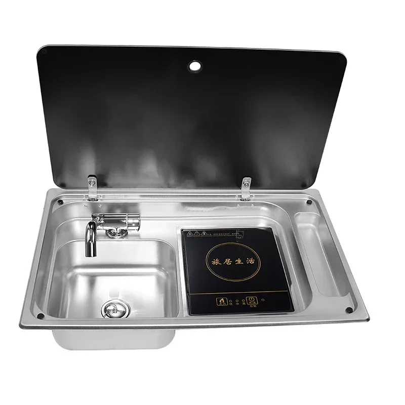 Stainless Steel Clamshell Induction Cooktop And Sink For RV, Car, Home, Yacht, Yacht Kitchen