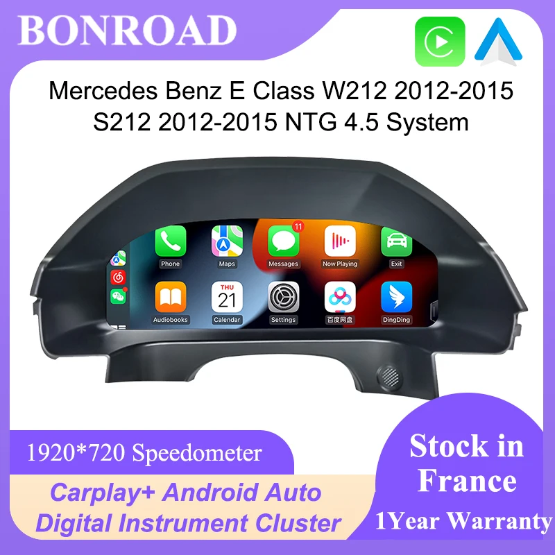 Tableau de bord numérique LCD Bonroad 12,3 pouces pour Mercedes Benz Classe E W212 S212 2012-2015, panneau d'instruments automatique, cockpit virtuel