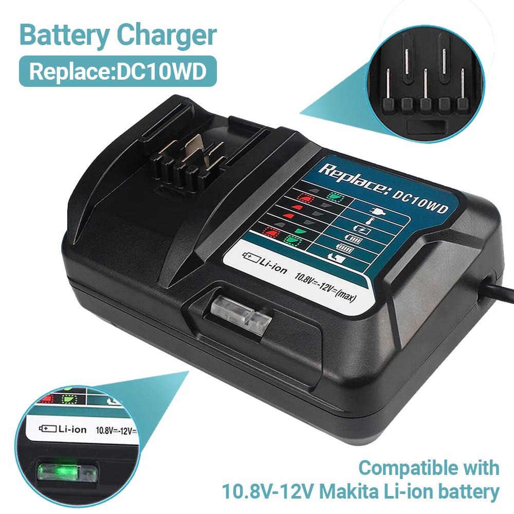 

DC10WD Li-Ion Battery Fast Charge For Makita 10.8V 12V Tool BL1015 BL1016 BL1021B BL1041B FD05 40W 3A Lithium LED Light Charger