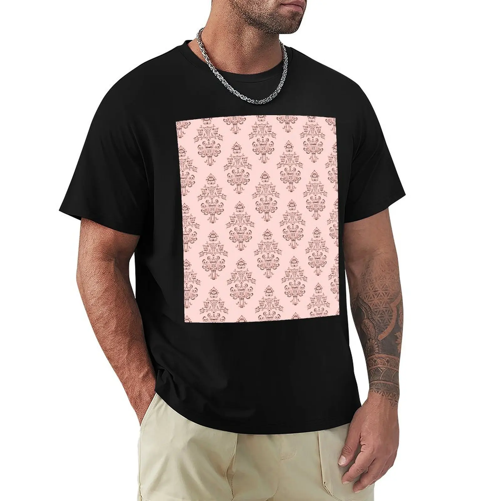 

Rose Gold Haunted Mansion Wallpaper Carving T-Shirt customs design your own sweat men clothes