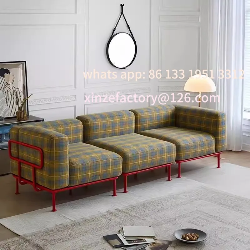 

Customizable French Vintage Fabric Sofa Living Room Household Small Unit Wabi Sabi Wind Dopamine Straight Row Modular Sofa