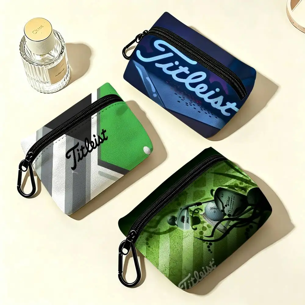 T-Titleist-Golf Oxford Fabric Mini Coin Wallet Smooth Zipper Hanging Design Multi-use Small Storage Bag For Travel