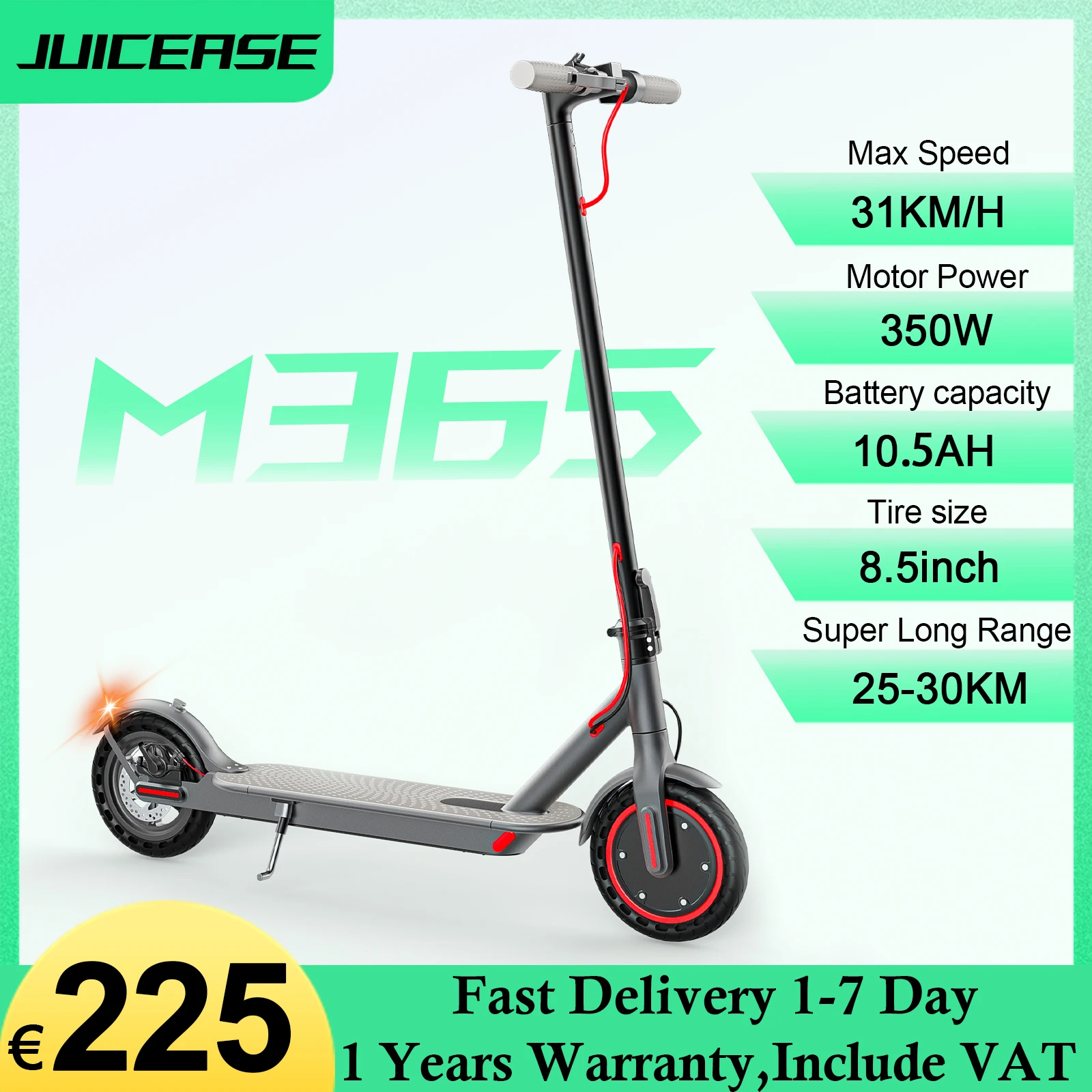 JUICEASE M365 Electric Scooters 350W 10.Ah Powerful Electric Kick Scooter 35km Range eScooter 31km/h Max Speed E-scooter Adults