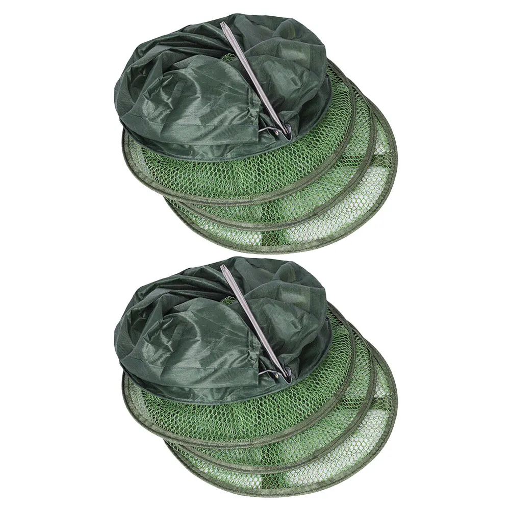 

2 Pcs Fishing Net Bag Basket for Crabs Mesh Foldable Shrimp Keeping Guard Fishnet