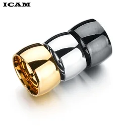 ICAM 12mm No fading 24k Classic Engage Wedding rings 1.2CM Yellow Gold Ring filled 316L Titanium steel rings for men and women