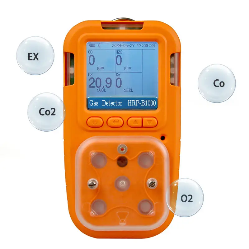 HRP-B1000 Smart Handheld 4-in -1 Gas Detector with LCD Display and Built-in Pump Gas Analyzer New Product