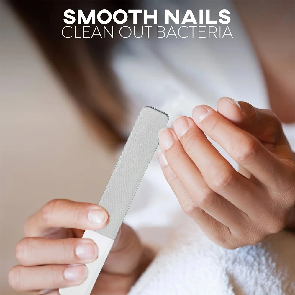 กรรไกรตัดเล็บ Anti-Splatter ใหม่และตะไบเล็บแก้ว ช่องกว้างและใบมีดโค้ง ทําจากสแตนเลส Hypoallergenic, P