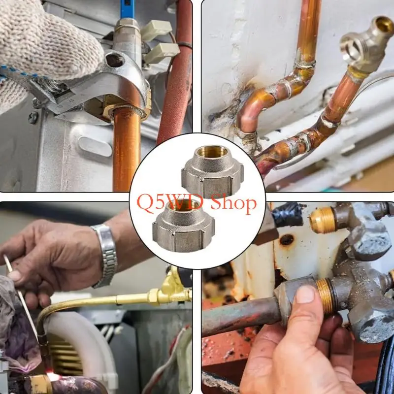 Q5WD 2Pcs Brass Pipe Connection Nut 15mmx3/4inch Compression Fitting Pipe Fitting Hose Adapter Connector For Water Fuels Gas