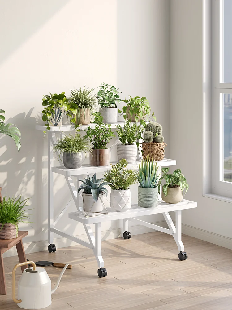 

Multi-Tier Balcony Plant Stand, Step-Style Storage Shelf, Floor Standing Flower Pot Rack, Mobile Outdoor Planter Display Shelf