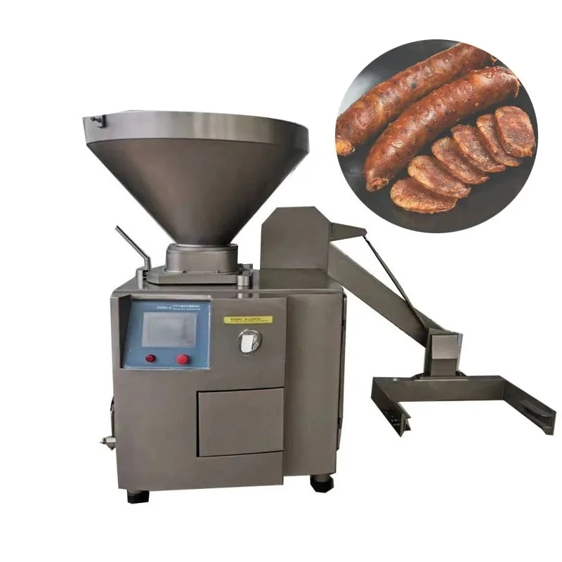 Máquina comercial de relleno al vacío de salchichas Bratwurst, máquina Industrial de torsión de Enema al vacío de carne y salchicha de ternera