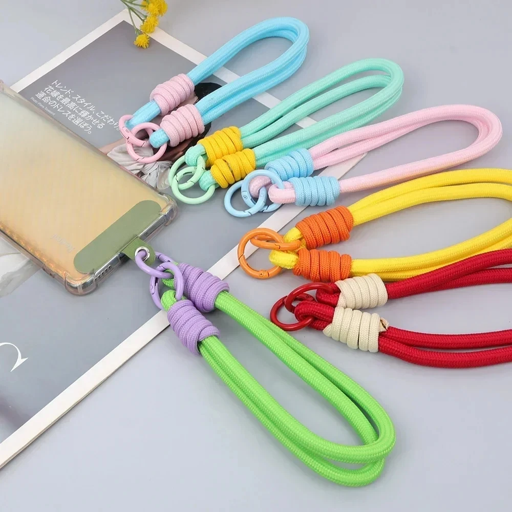 Fashion Woven Mobile Phone Lanyard Colorful Nylon Rope Key Chains Anti-Loss Backpack Pendant for Women Men Climbing Accessories