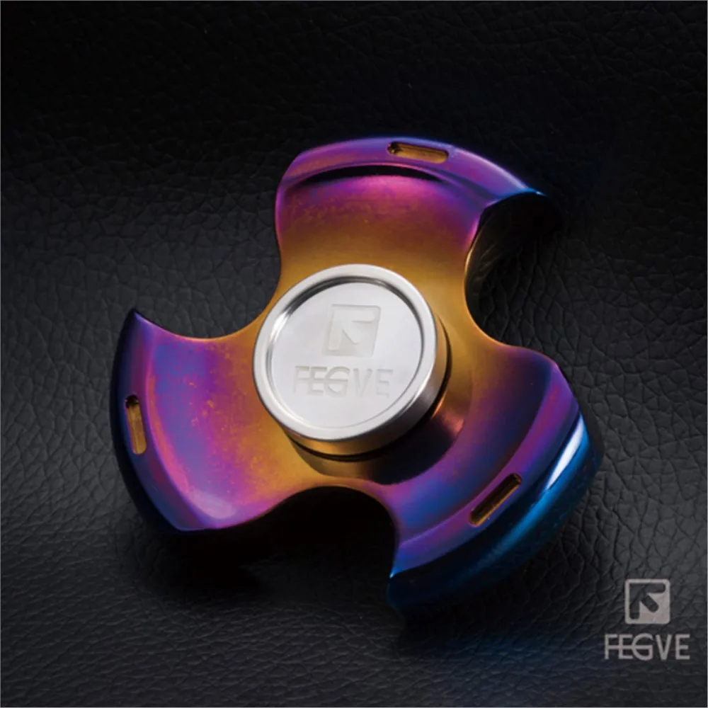 FEGVE EDC Titanium Spinner Three-Bladed Fidget Spinner Handling Feel Original Design Anxiety Relief Gadgets Fidget Toy Adult
