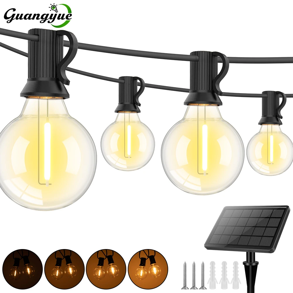 

Globe Solar String Light Shatterproof Dimmable G40 Solar Patio String Lights Outdoor for Cafe Garden Deck Outside Wedding