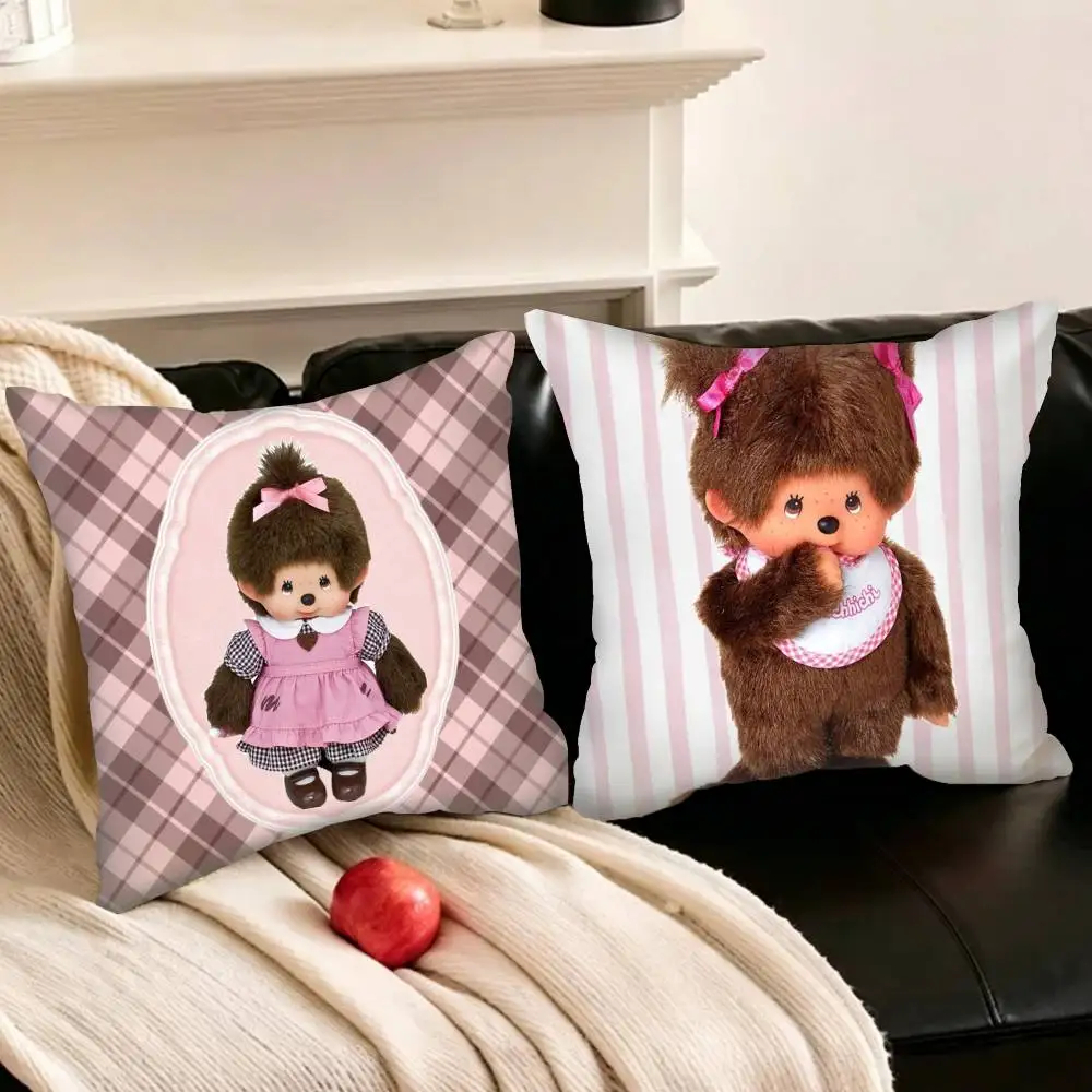 

Cute M-monchhichi-I Pillowcase for Sofa Room Office Decor Printing Protector Cushion Cover Valentine gift Custom