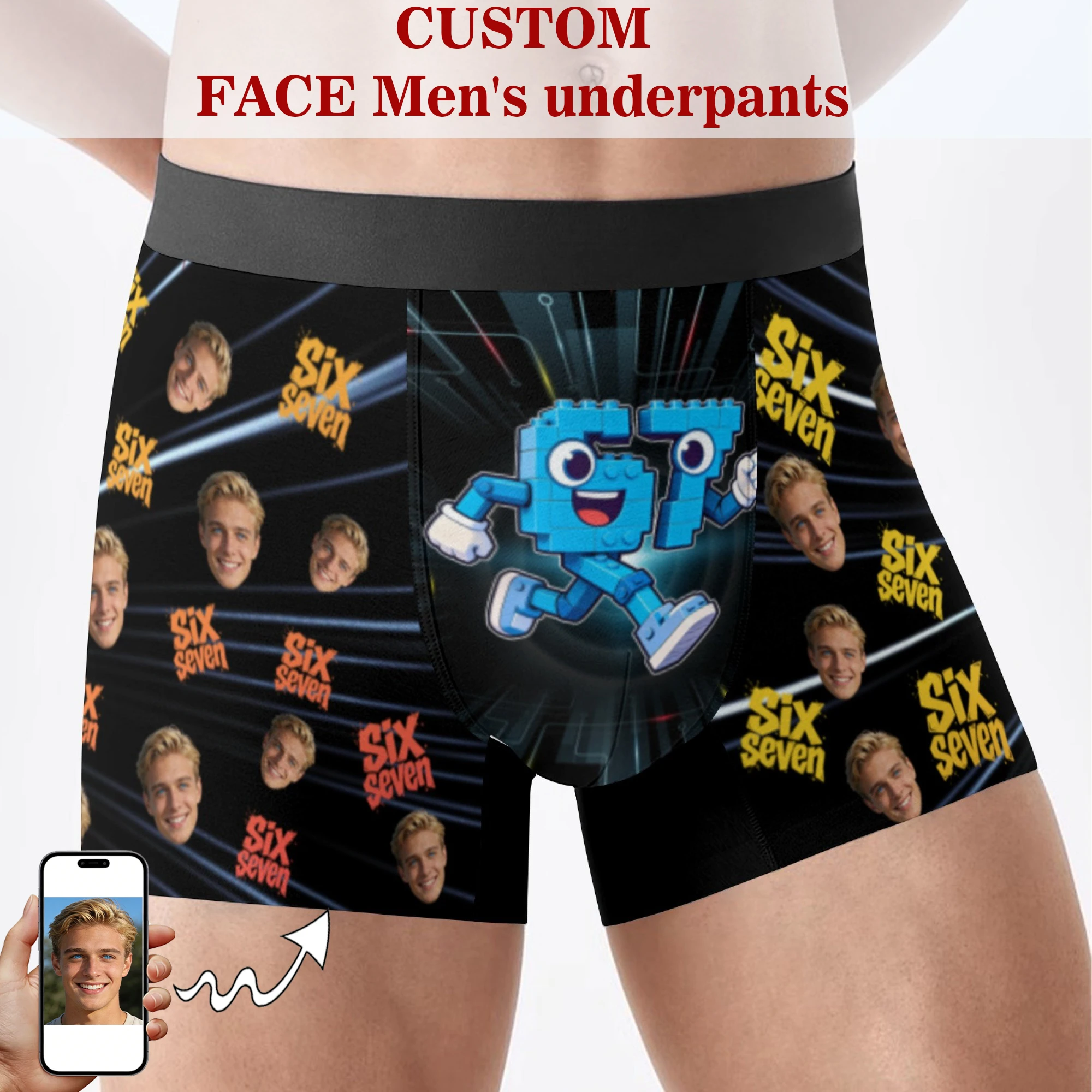 

Personalized Face Photo Underwear Custom Boxer Briefs Custom Men Valentine's Day Gift For Husband Anniversary Gift for Dad