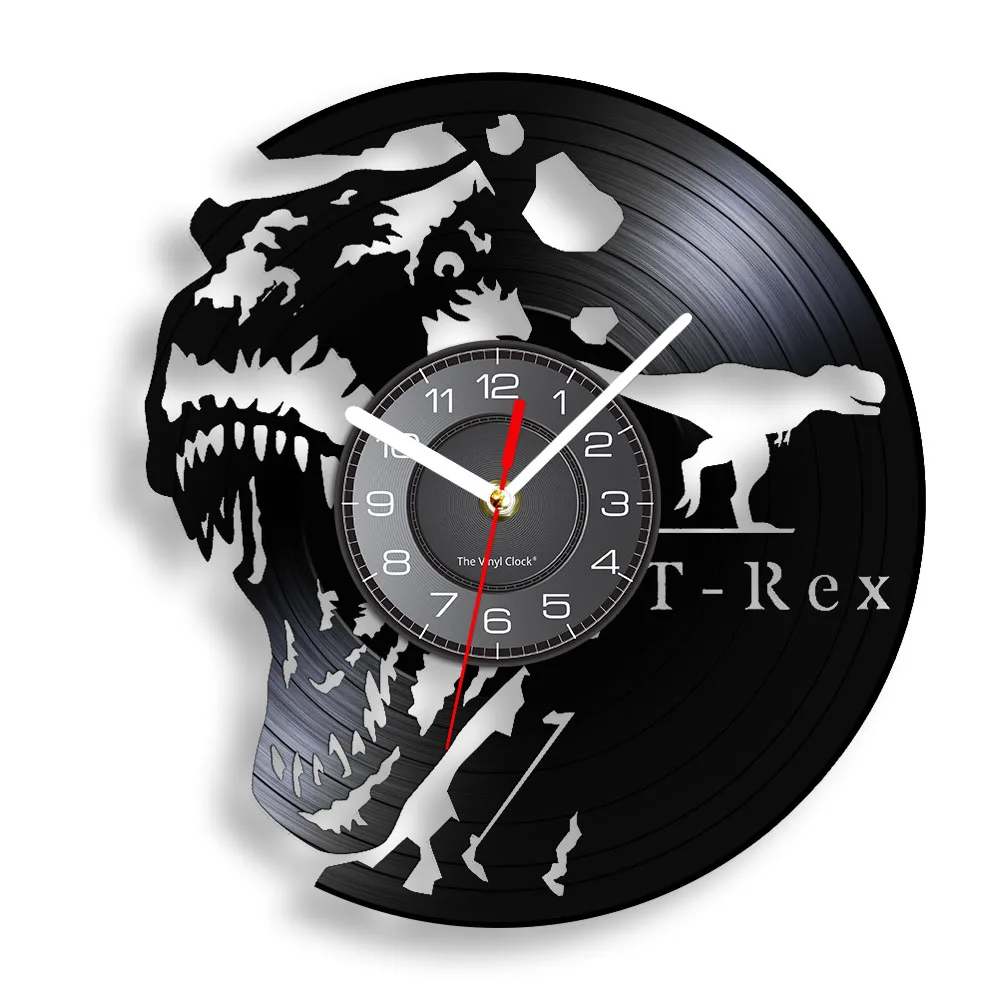 Jurassic Period T Rex Vinyl Record Wall Clock For Kids Room Theropod Dinosaur Tyrannosaurus Rex Retro Wall Clock Dino Lover Gift