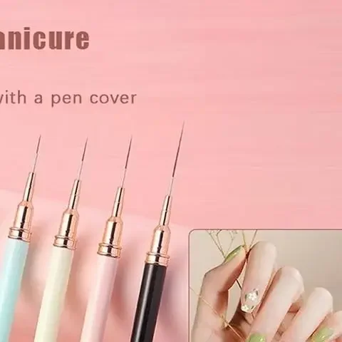 5 stks UV Gel Nagelborstels Kits Nail Art Liner Brush Set Franse Streep Lijn Schilderij Tekening Bloem Pen Professionele manicure Tool