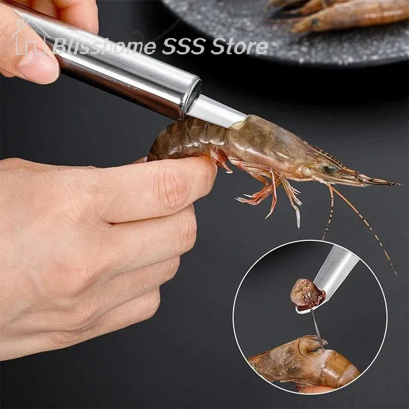 【S】Stainless Steel Shrimp Deveiner Tool With Sharp Tip Easy Grip Handle For Kitchen Seafood Processing Fruit Pitting