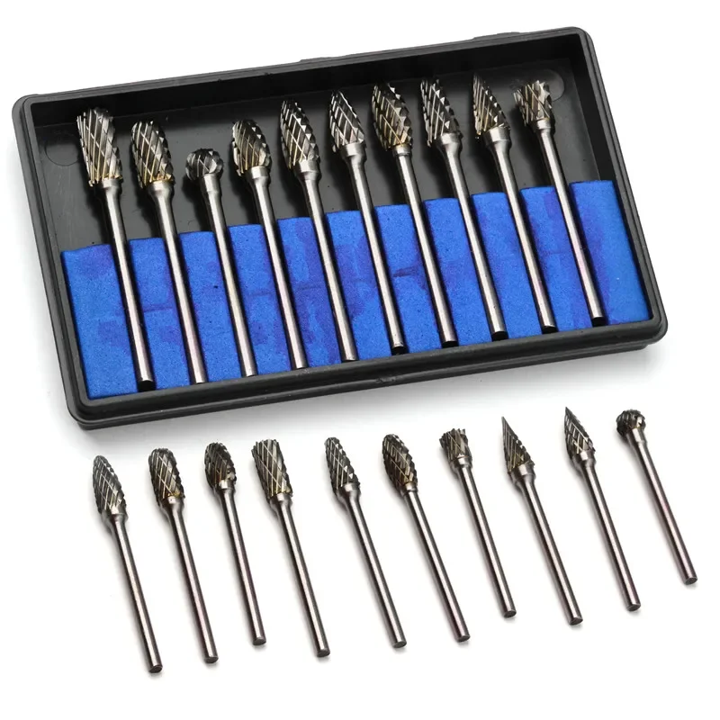 10 Pcs Putar Duri File Penggilingan Pemotong Router Bit Set Multifungsi Alat Abrasif Woodworking Logam Cutter Alat