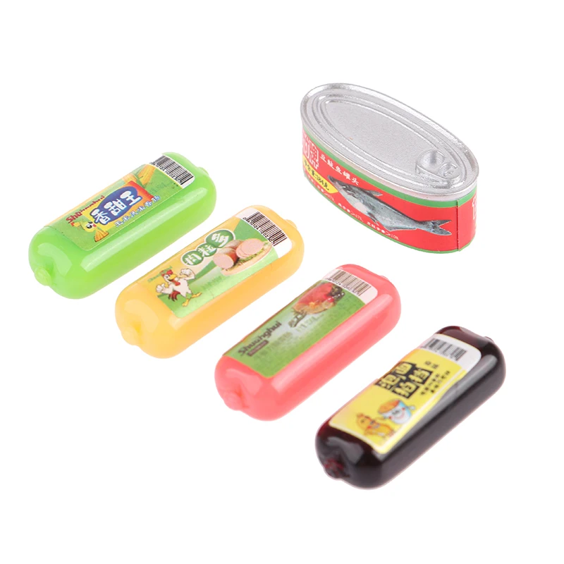 5Pcs 1/12 Dollhouse Simulation Ham Canned Dollhouse Miniature Food Decoration Dolls House Accessories