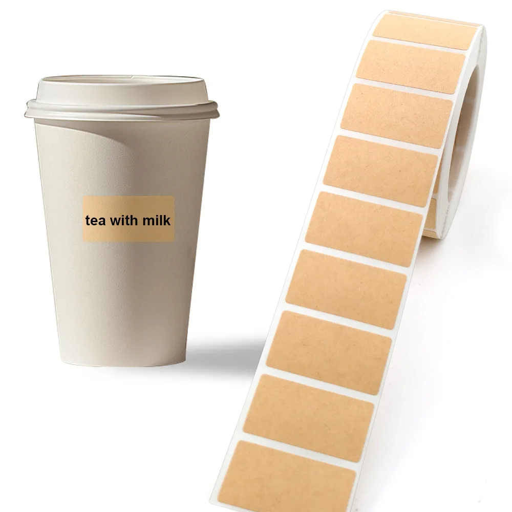 260-800pcs Kraft Paper Stickers Rolls of Self-adhesive Stickers Can Be Handwritten Classification Packaging Note
