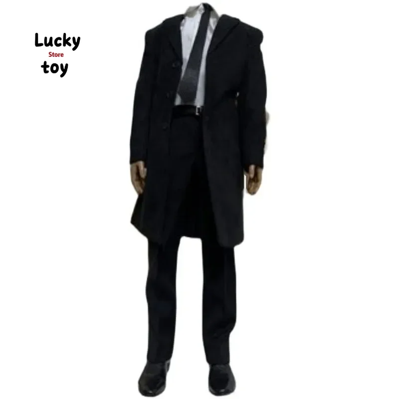 Action figuren im Maßstab 1/6 Spielzeug Center Agent Anzug mit Mantel Slim-Fit schwarzer Trenchcoat Set für 12 Zoll männliche Soldat Körper puppe