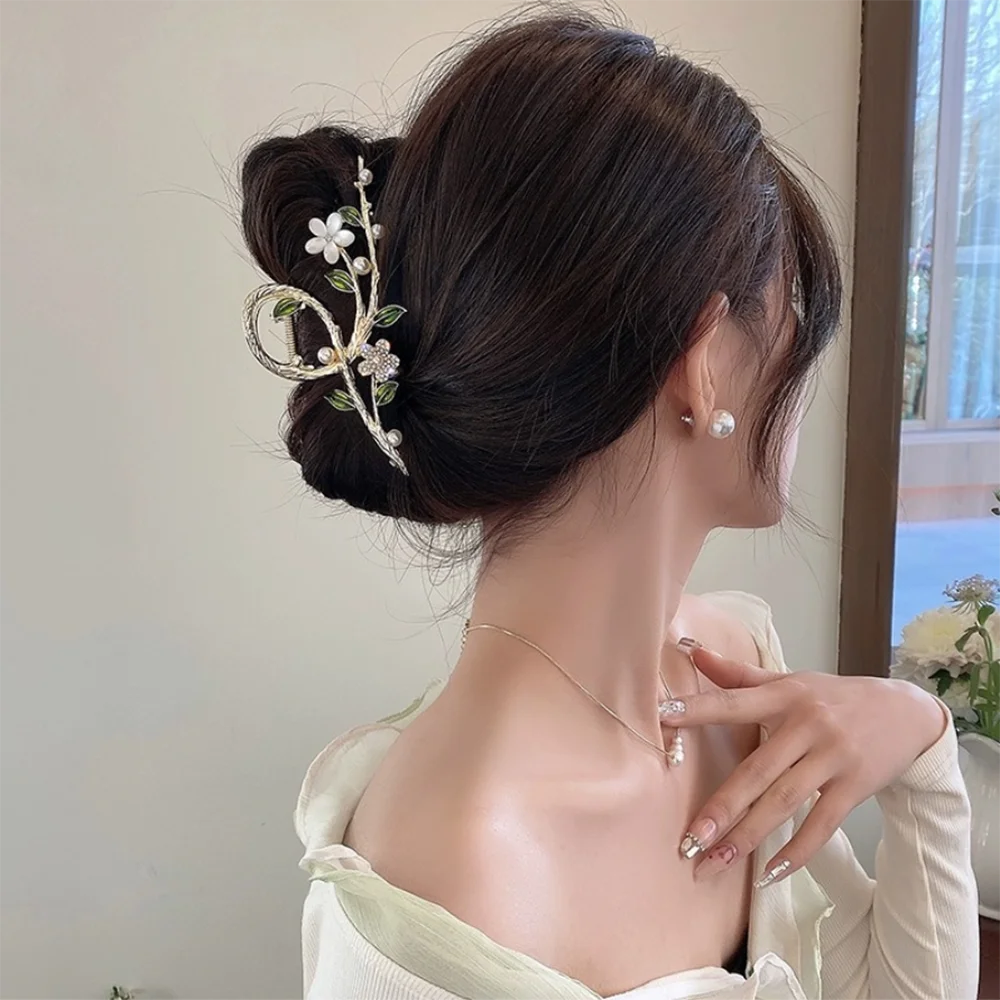 Neue Süße Metall Blume Haar Klaue Clip Pferdeschwanz Greifen Haar Clips Shark Clip Frau Haarnadeln Für Mädchen Haar Zubehör Kopfschmuck – Detail 1
