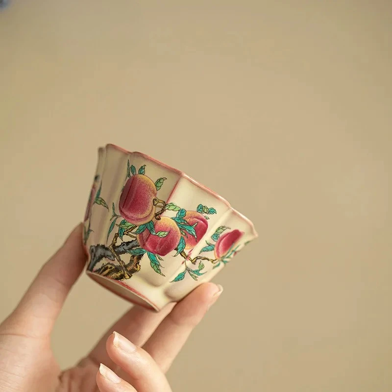 

Набор из 100 мл чайных чашек из фарфора Ru Kiln, цвета пастельного персика, с эффектом желе, элегантные чашки для дегустации чая, персональные чашки Jianzhan Master для чая