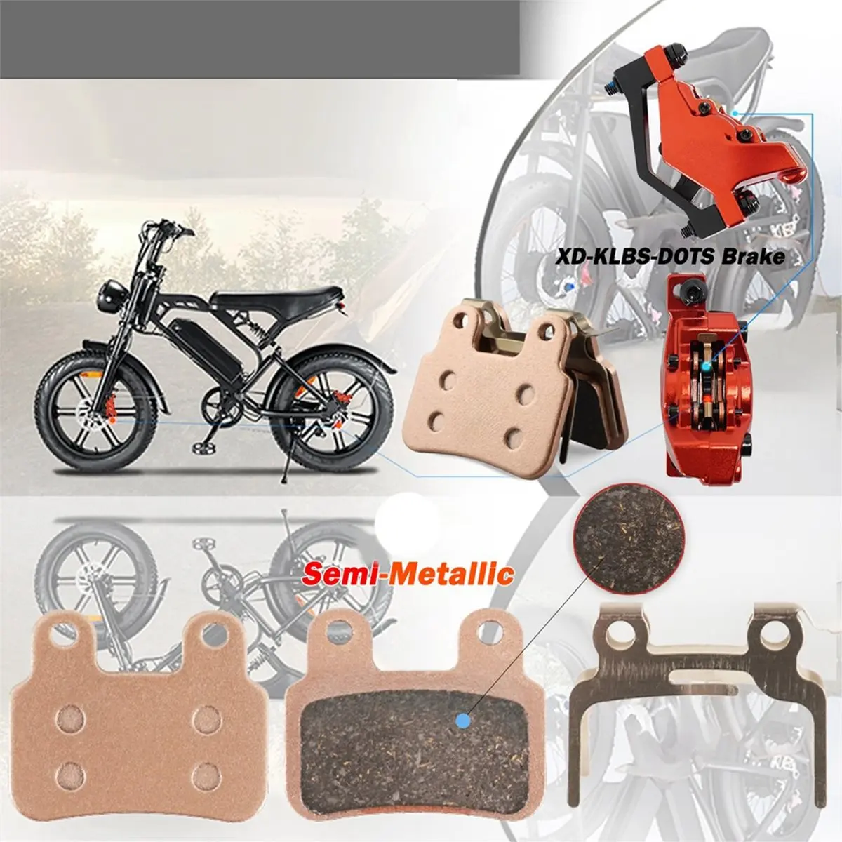 (A20Z) 2Pair Electric Bicycle Disc Brake Pads for Ridstar Disc Brake Pads Compatible with XD-KLBS-DOT4 Brakes Replacement