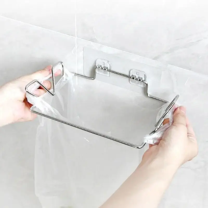 Soporte sin perforaciones de acero inoxidable para cubo en puerta - imagen 3