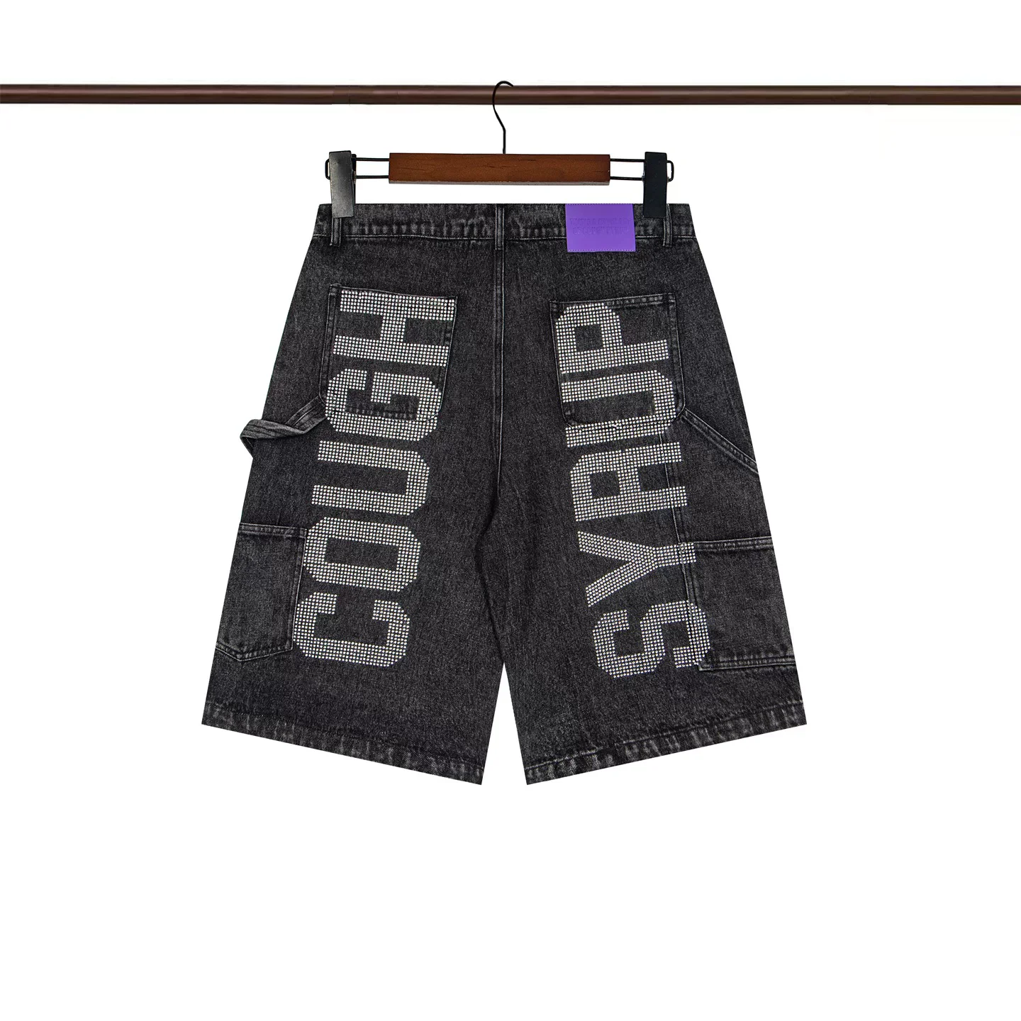 New Men Rhinestone THAT'S A AWFUL LOT OF COUGH SYRUP Denim CARGO SHORTS Comfortable Skateboard Street Cotton Casual Shorts #a366