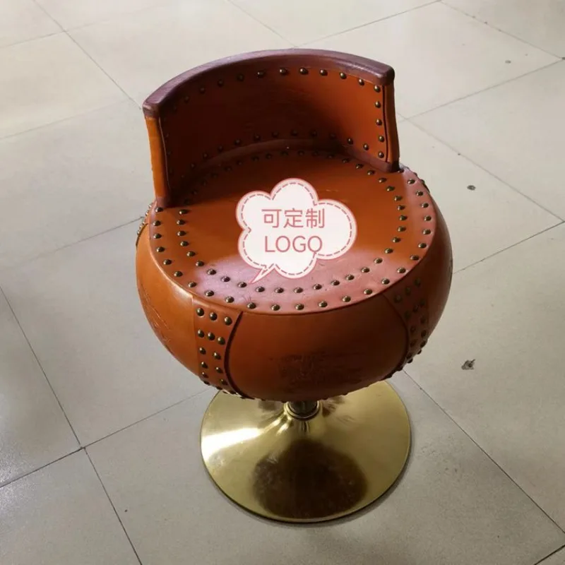 Leather bar chair rotating round drum first layer cowhide 2023 high stool