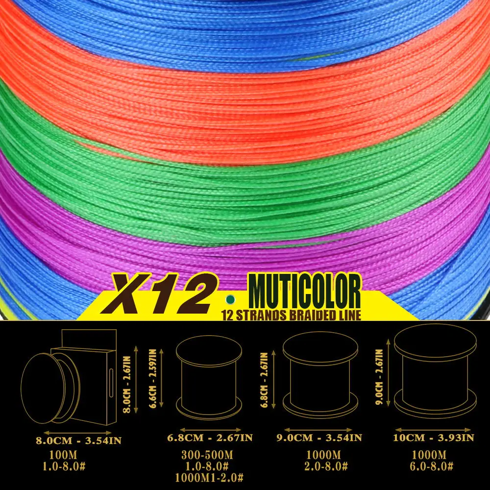 JOSBY X12 Geflochtene Angelschnur 500M 300M 1000M Multifilament Salzwasser PE Karpfen Draht MultiColor Japan Super starke Zubehör – Detail 3