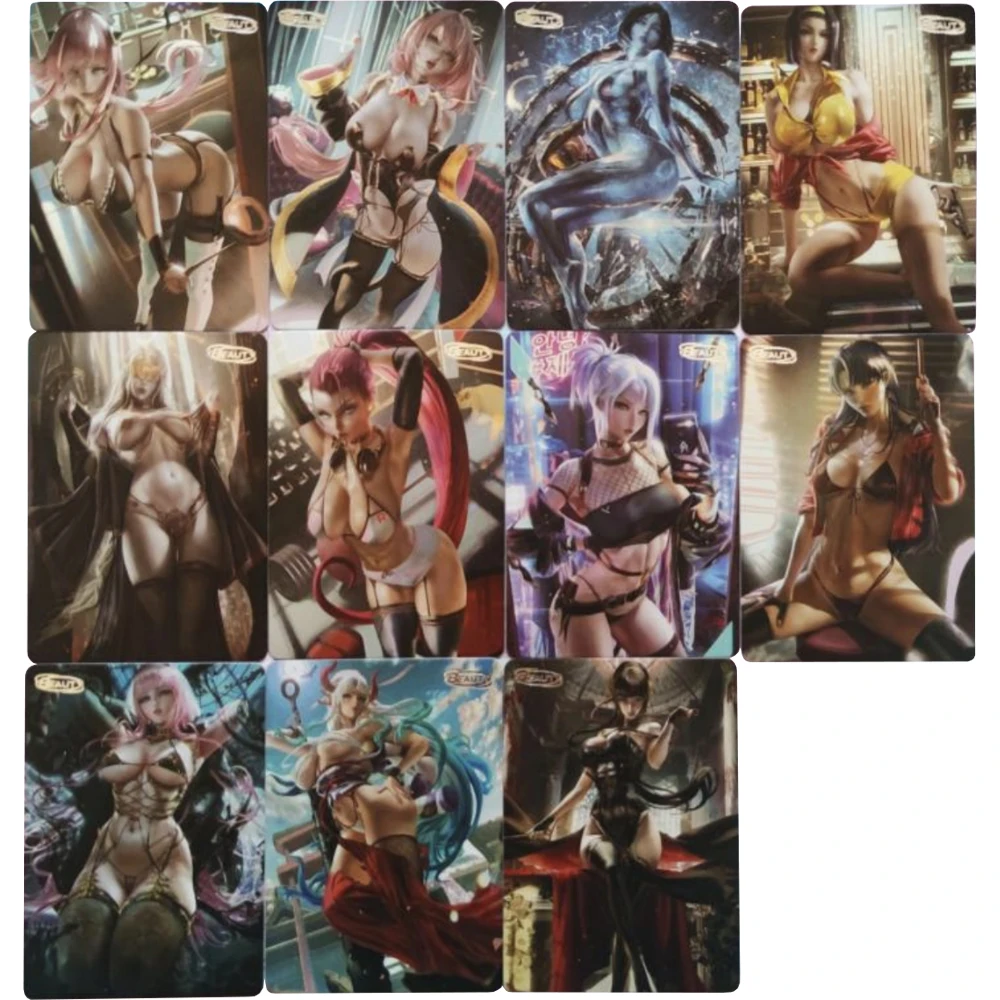 

11Pcs/set ACG Anime Girl Flash Cards Kawaii Sexy Classic Game Anime Collection Cards Gift Toys