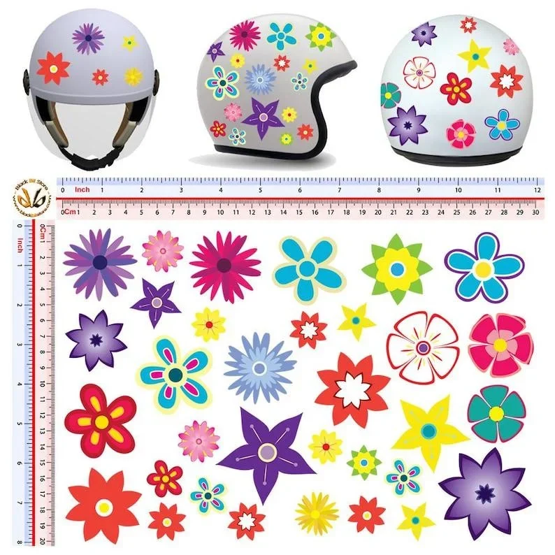 

For 1Set Stylized flowers stickers pvc helmet discounted around the image flowers multicolor sticker helmet tuning 30 pcs.