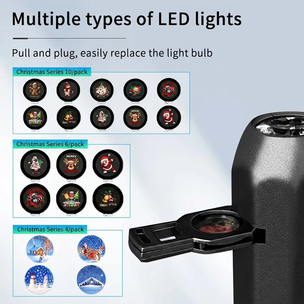 USB Christmas Projector Light 4/6/10 Modes Switchable Patterns LED Projector Light for Christmas Atmosphere Festival Decoration