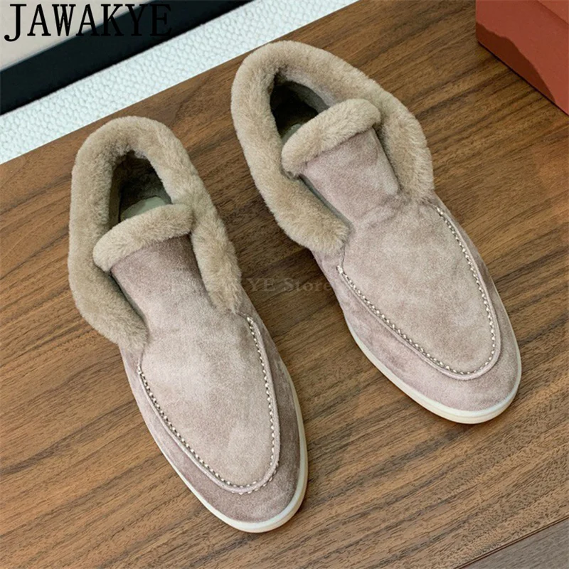 JAWAKYE Winter Classical Hot Sale Multicolour Snow Boots Women Plus Size Open Wool Collar Suede Short Boots Famous Brand Shoes