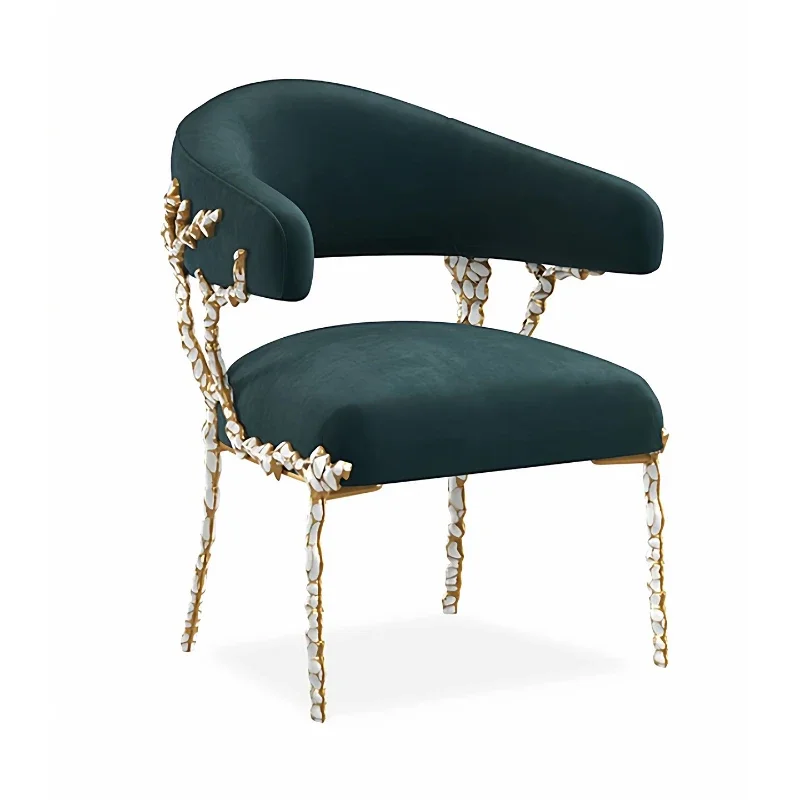 

Pure copper dining chair artistic brass high-end villa backrest leisure makeup