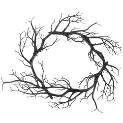 Halloween Wreath Black Twig Garland Fake Branch Decor Artificial Door Wreath Hanging Nament Front Door Garlands Festive Party