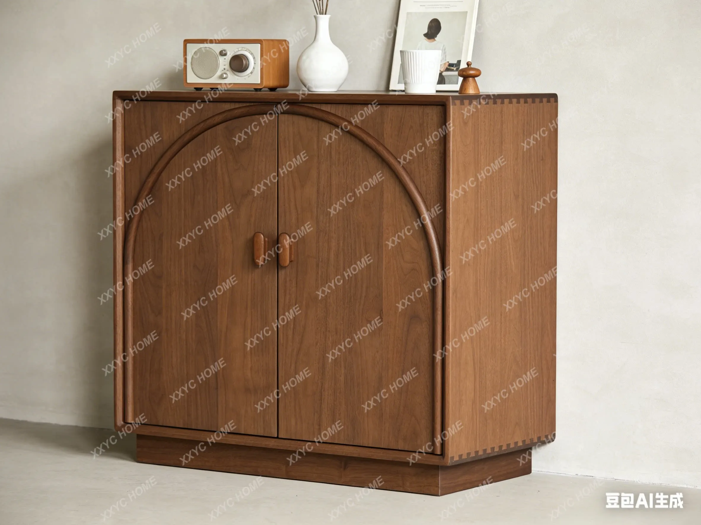 Solid wood dining side cabinet Living room locker Opposite door storage Light luxury multi-functional cabinet