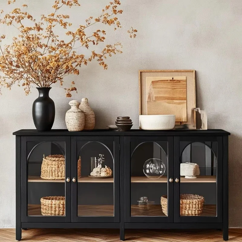 

Wooden Dining Room Furniture Buffet Cabinet with Glass Door Sideboard