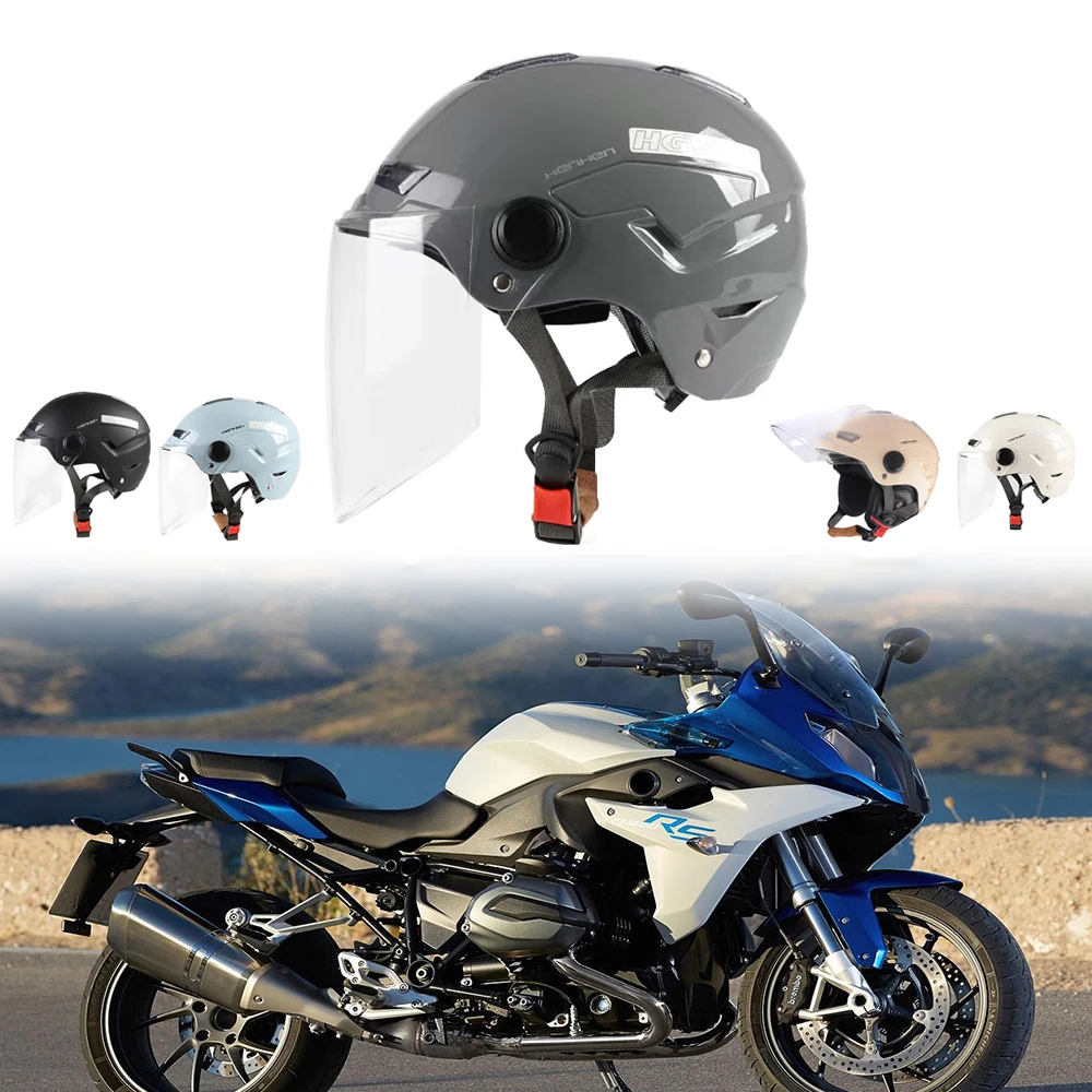 

With Reflective Sticker Clear Lens Riding Helmet Four Seasons Durable Plastic Motorcycle half Helmets Adjustable