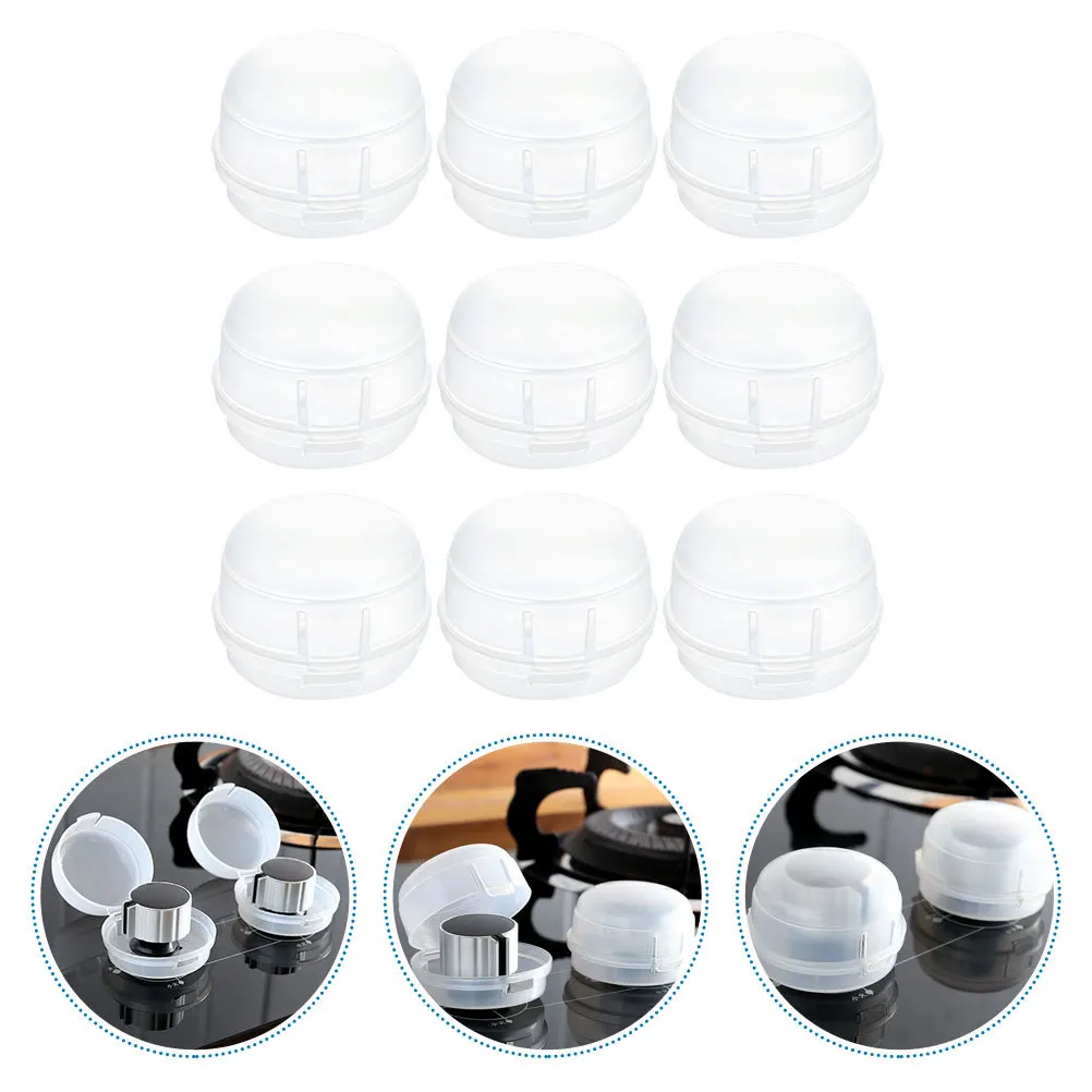 

9Pcs Universal Gas Cooker Knob Cover Easy to Clean Non Sticky Stove Child Safety Guard White Gas Cooker Safety Cover