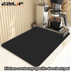 Dish Drying Mat Super Absorbent Hide Stain Rubber Backed Kitchen Countertop Dinnerware Tableware Under Coffee Bar Pot Cup Mat