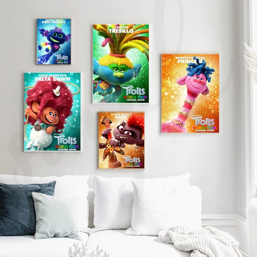 Animated Movie Trolls 2 Poster Decorative Painting Bedroom Bedside Wall Sticker Living Room Restaurant Cafe Entrance Mural