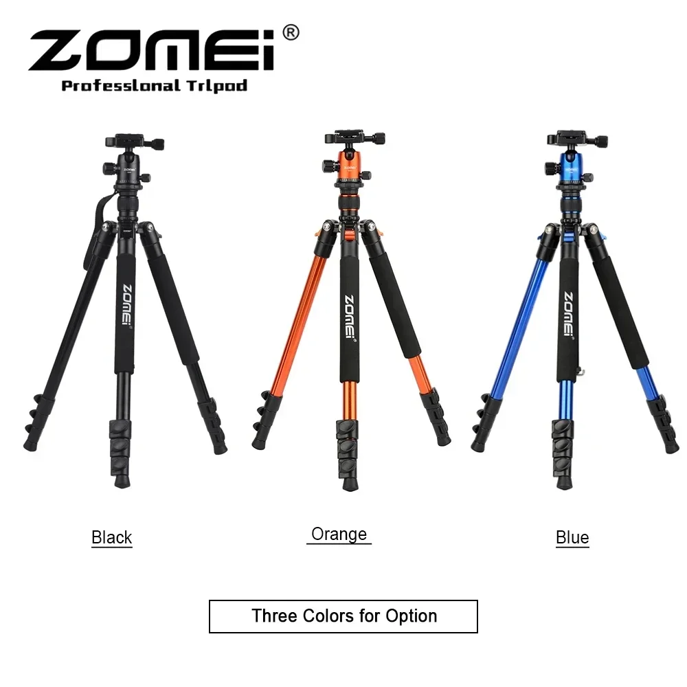 ZOMEI Q555 Professional Aluminium Camera Tripod 157cm &Ball Head Travel tripod stand for Canon Nikon Camera Load up to 5KG