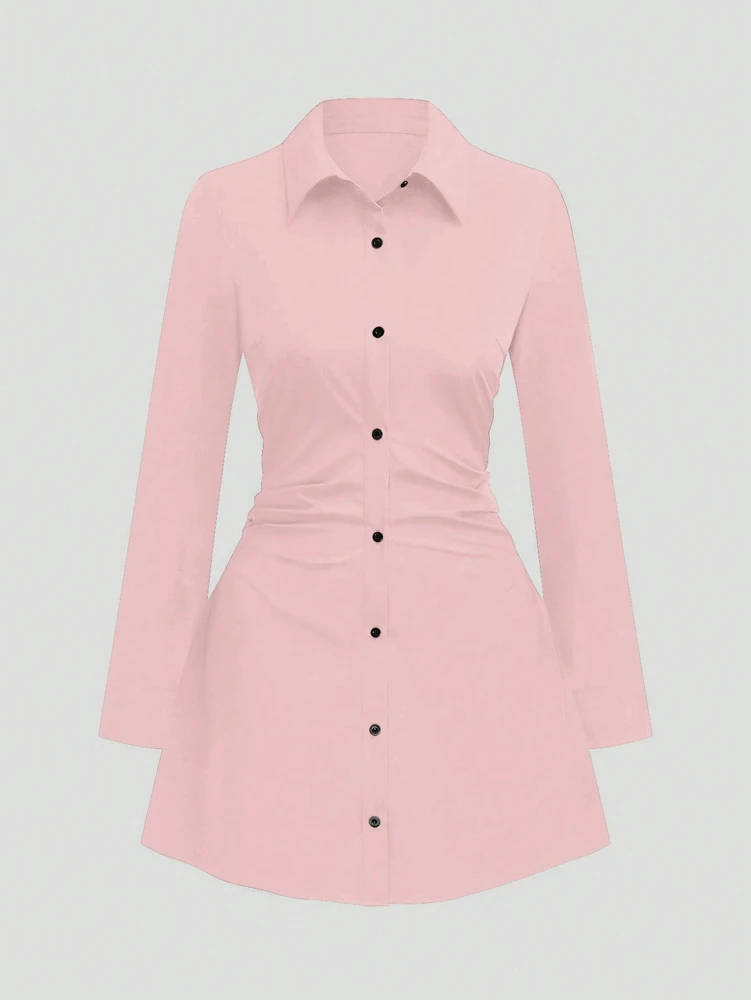 Robe chemise décontractée à manches longues pour femmes, grande taille, amincissante, défini à la taille, pour un usage quotidien et au bureau, nouvel arrivage d'automne