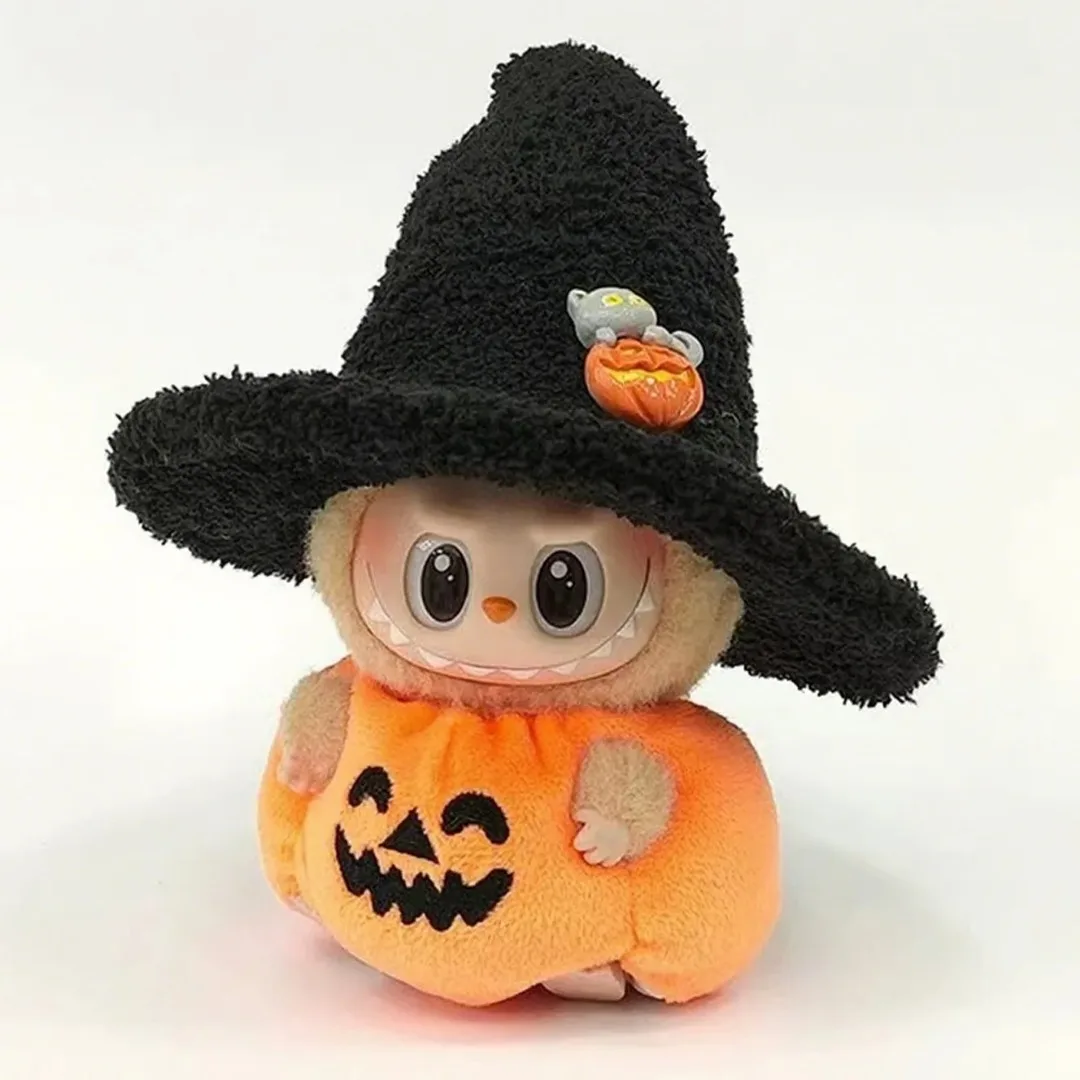 

Plush Halloween Pumpkin Costume for 17cm Labubu Doll Accessories Pumpkin Style Dress Set Fashion Clothes Outfit for Labubu Gift