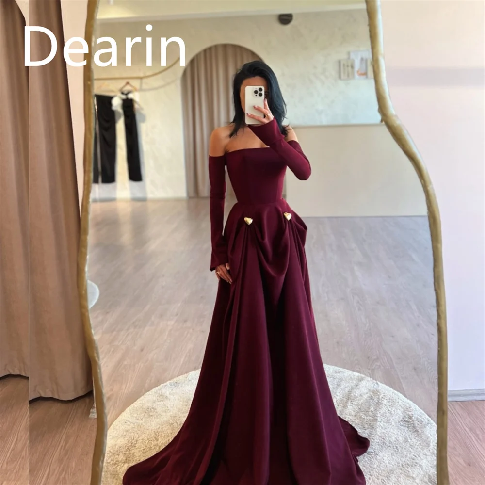 Customized Formal Gown Women Evening Dearin Off-the-shoulder A-line Floor Length Skirts Draped Bespoke Occasion Dresses Prom Dre