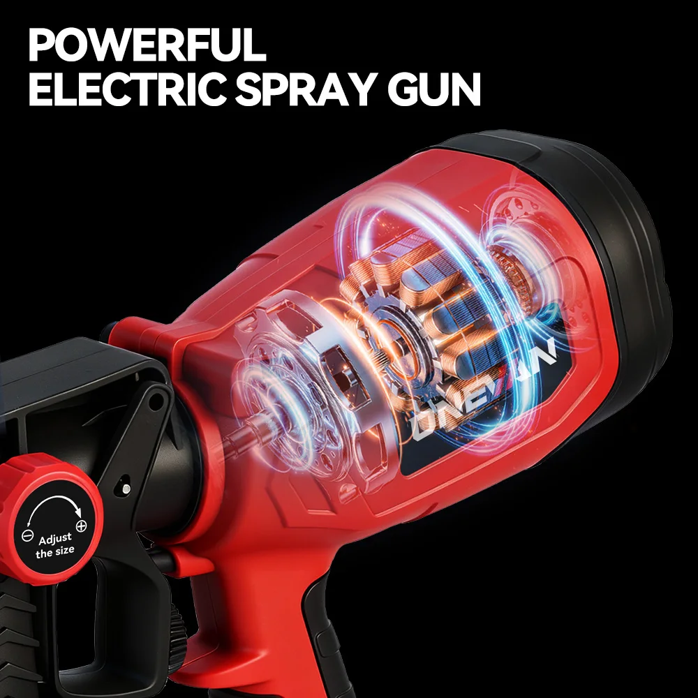 ONEVAN 1400ML 850W Kabelloser elektrischer Handspritzpistolen-Lackierer für Stahlmöbel, Elektrowerkzeug für Makita 18V Akku – Detail 8